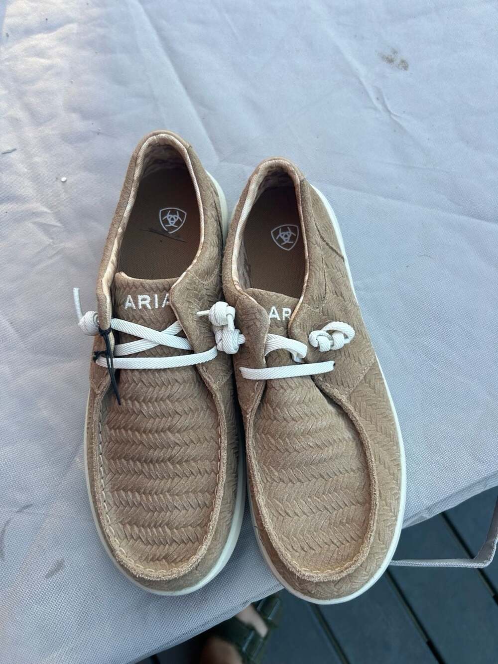 Ariat Hilo Size 11B Tan Woven Embossed Slip-On Casual Shoes